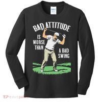 Angry Golfer Bad Attitude Worse Swing Funny Golf Quote Kids Long Sleeve Shirt thumb 0