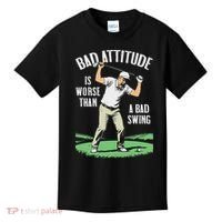 Angry Golfer Bad Attitude Worse Swing Funny Golf Quote Kids T-Shirt thumb 0