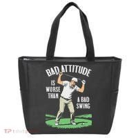 Angry Golfer Bad Attitude Worse Swing Funny Golf Quote Tote Bag thumb 0