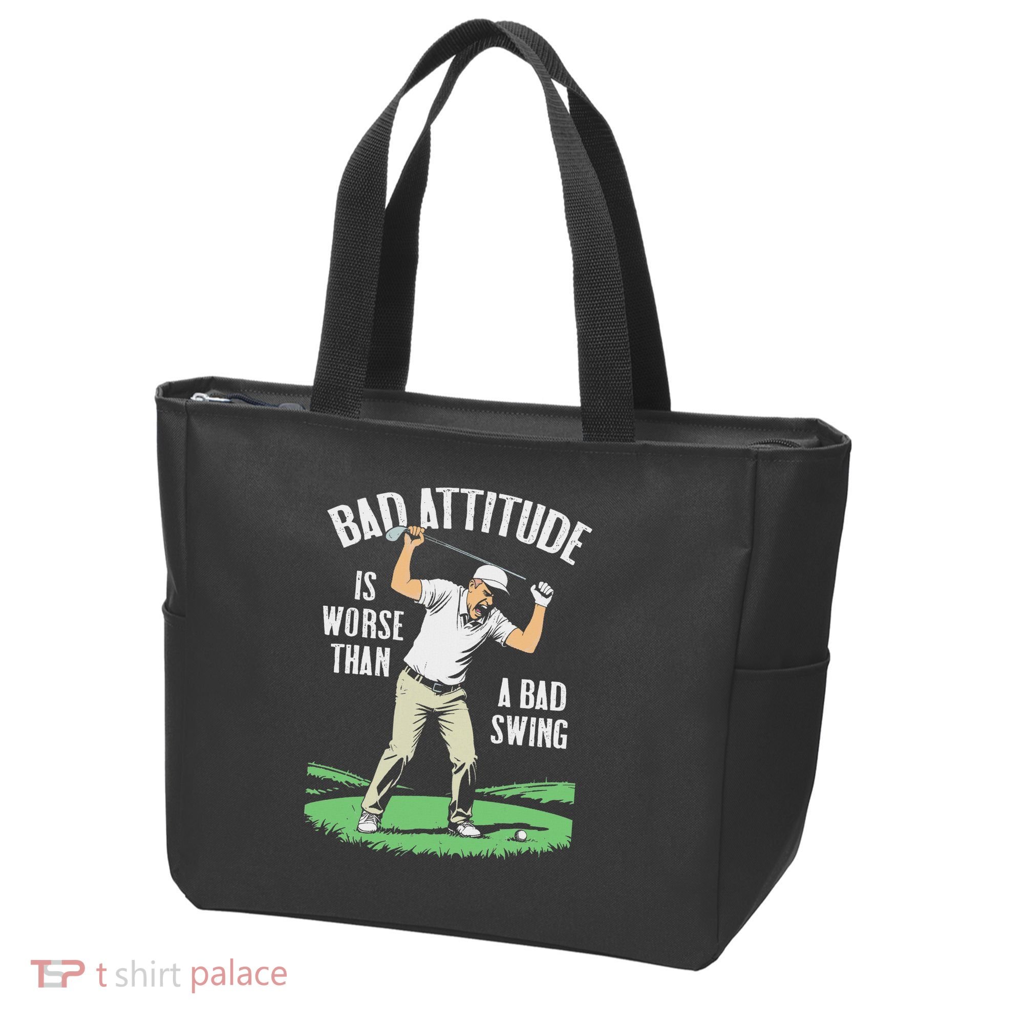 Angry Golfer Bad Attitude Worse Swing Funny Golf Quote Tote Bag
