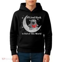A Good Book Is Out Of This World Astronaut Kids Hoodie thumb 4