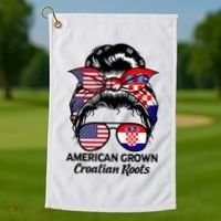 American Grown Croatian Roots Croatia Golf Towel thumb 1