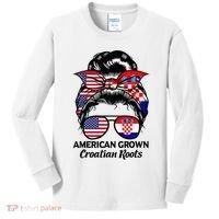 American Grown Croatian Roots Croatia Kids Long Sleeve Shirt thumb 0