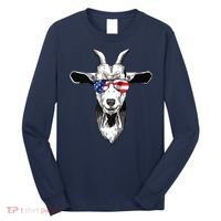 American Goat Cute With USA Sunglasses Patriotic Goat Long Sleeve Shirt thumb 0