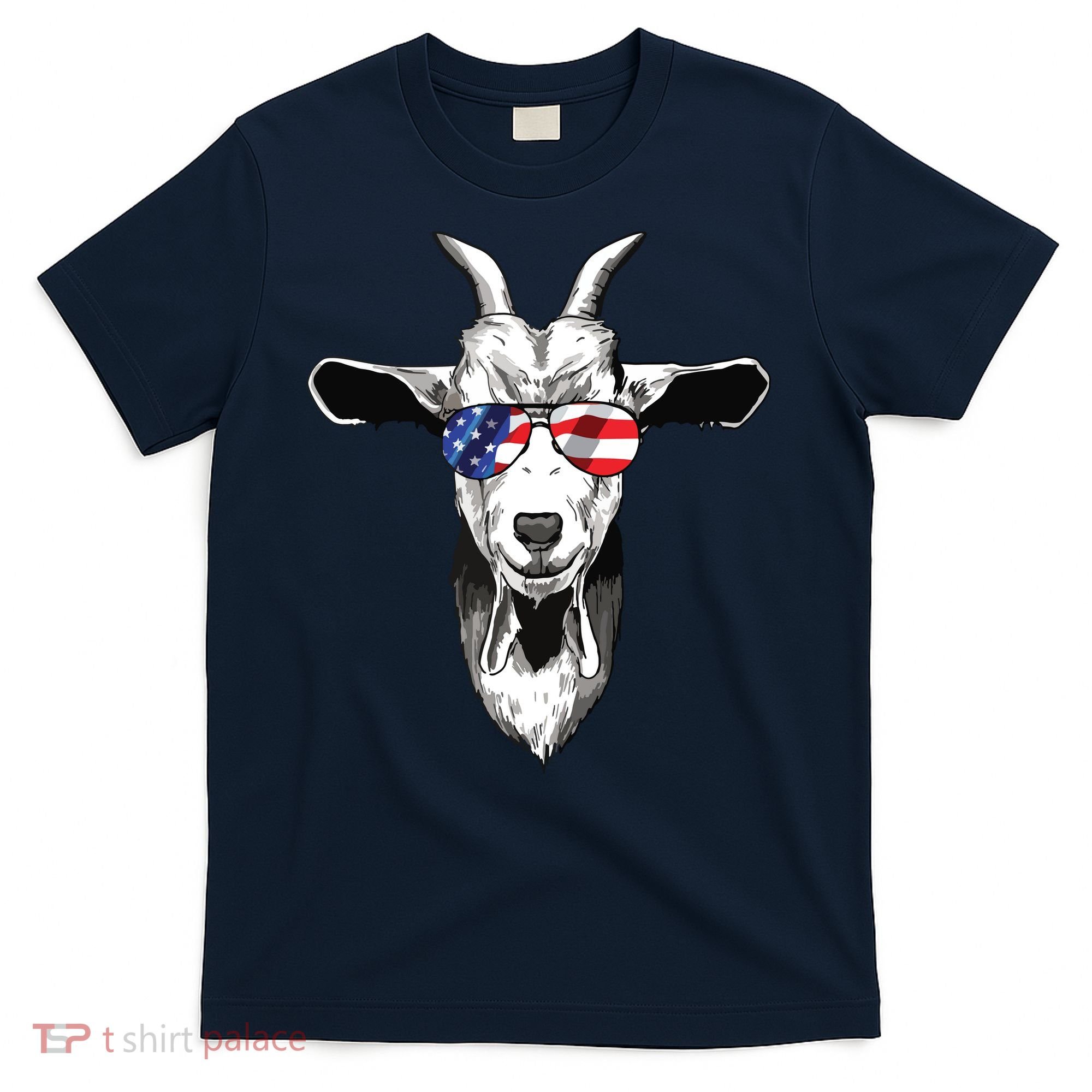 American Goat Cute With USA Sunglasses Patriotic Goat T-Shirt