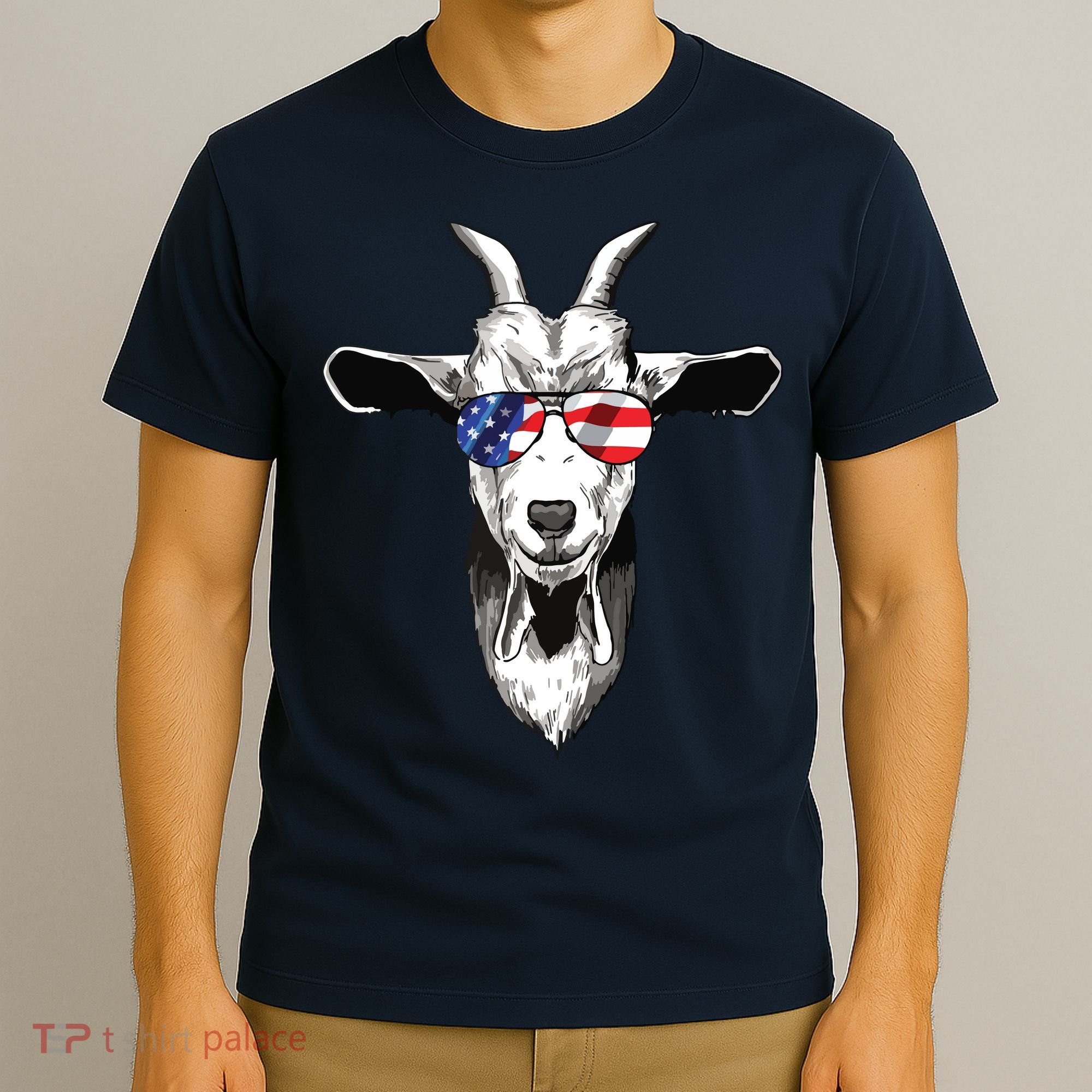 American Goat Cute With USA Sunglasses Patriotic Goat T-Shirt