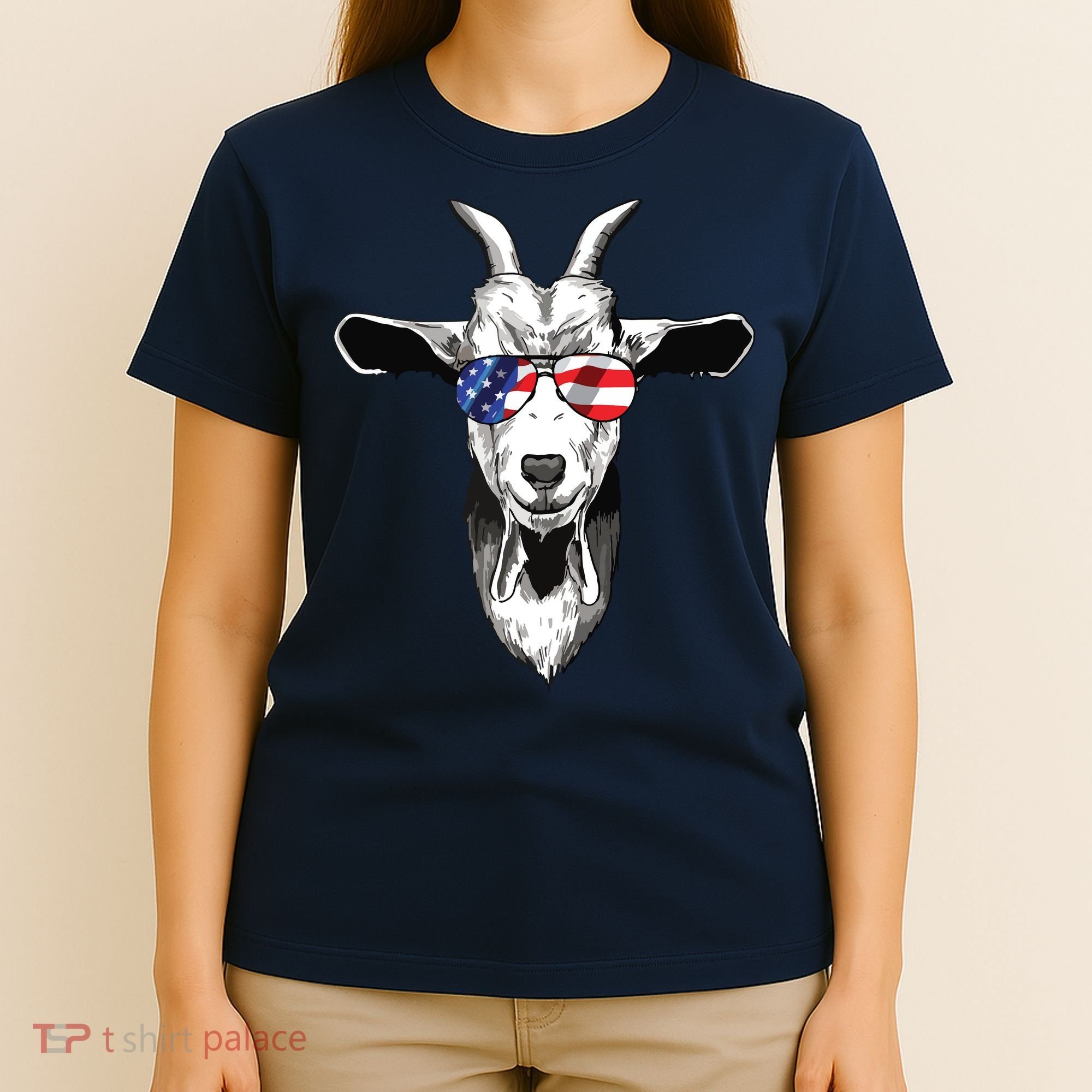 American Goat Cute With USA Sunglasses Patriotic Goat T-Shirt