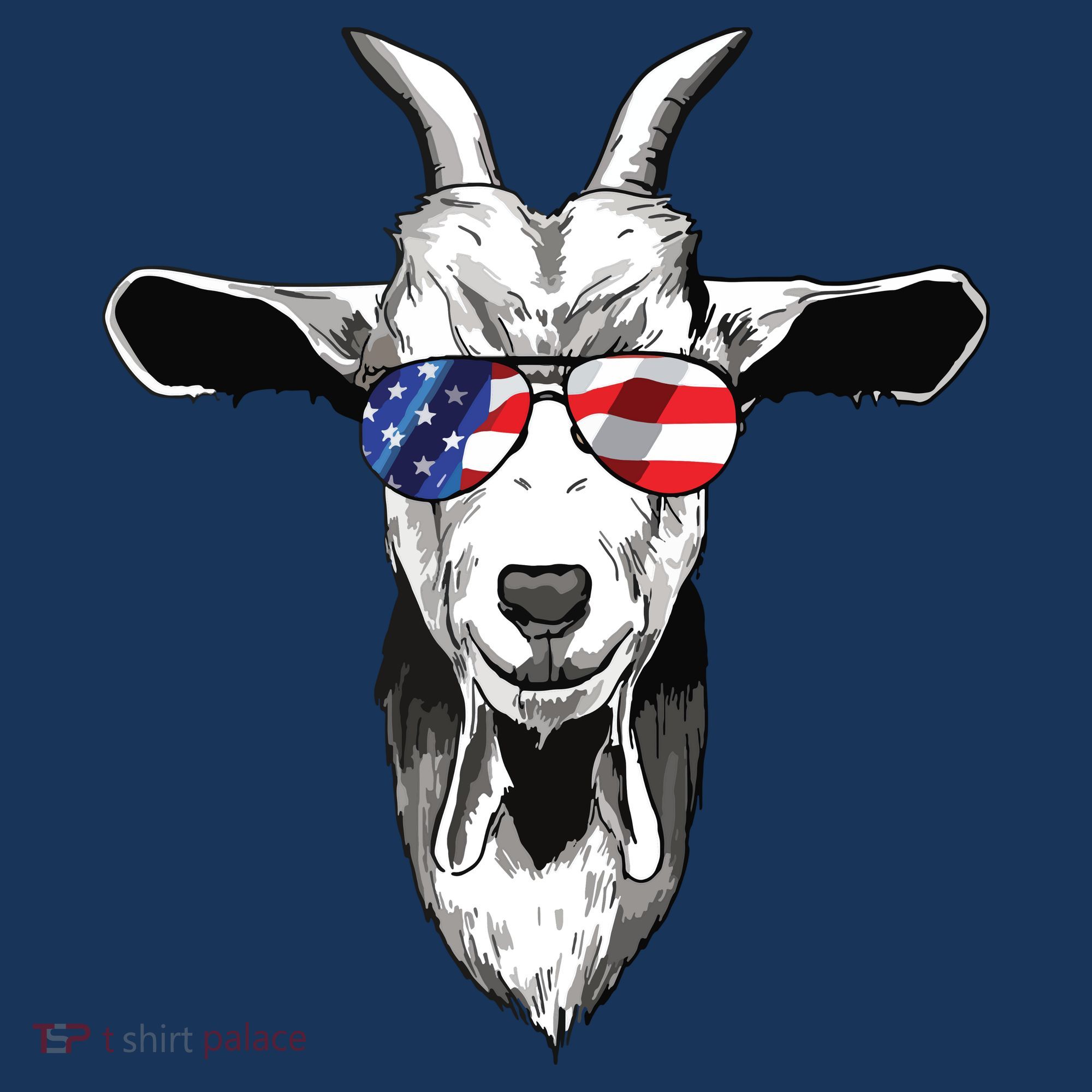 American Goat Cute With USA Sunglasses Patriotic Goat T-Shirt