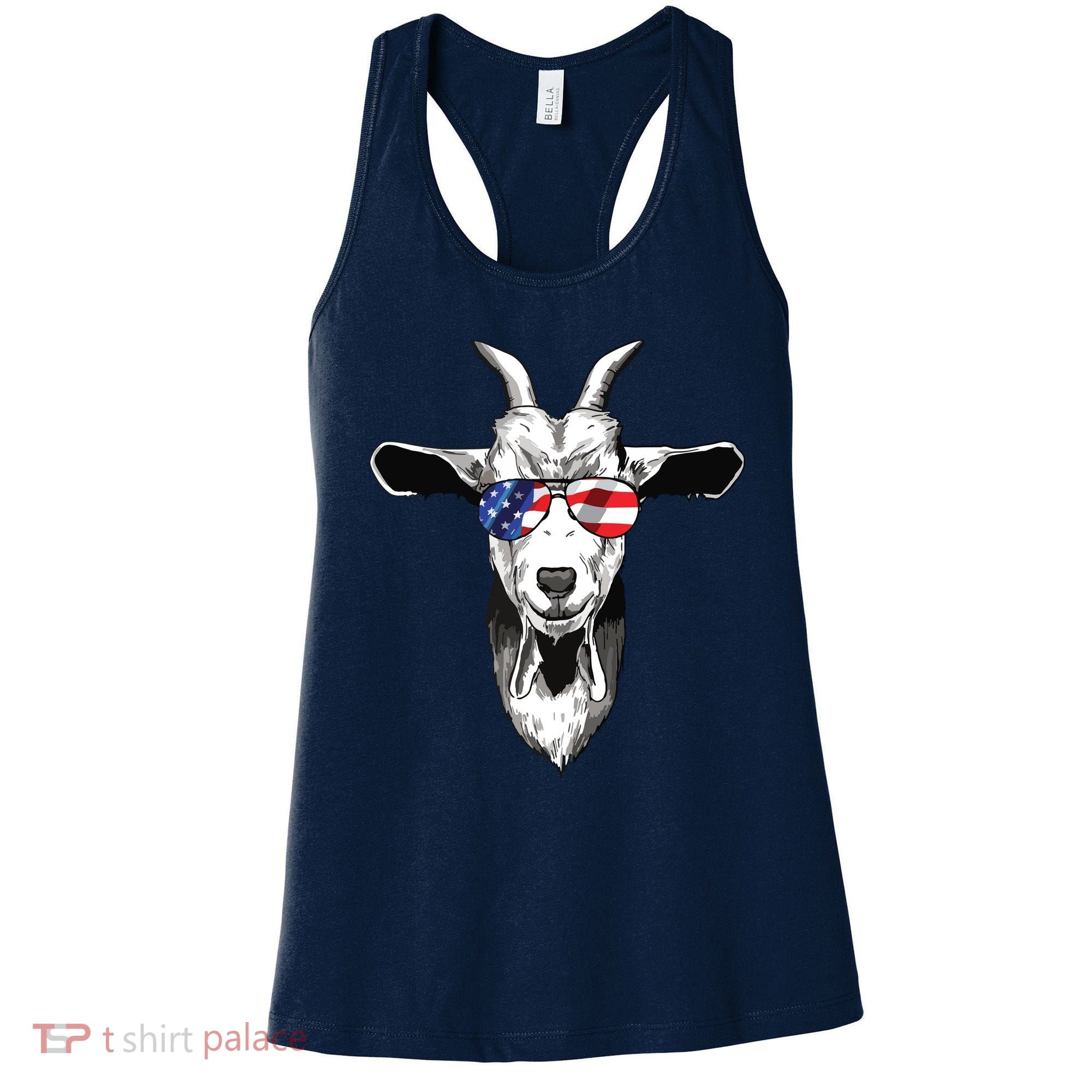 American Goat Cute With USA Sunglasses Patriotic Goat Women's Tank Top