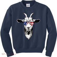 American Goat Cute With USA Sunglasses Patriotic Goat Kids Sweatshirt thumb 0