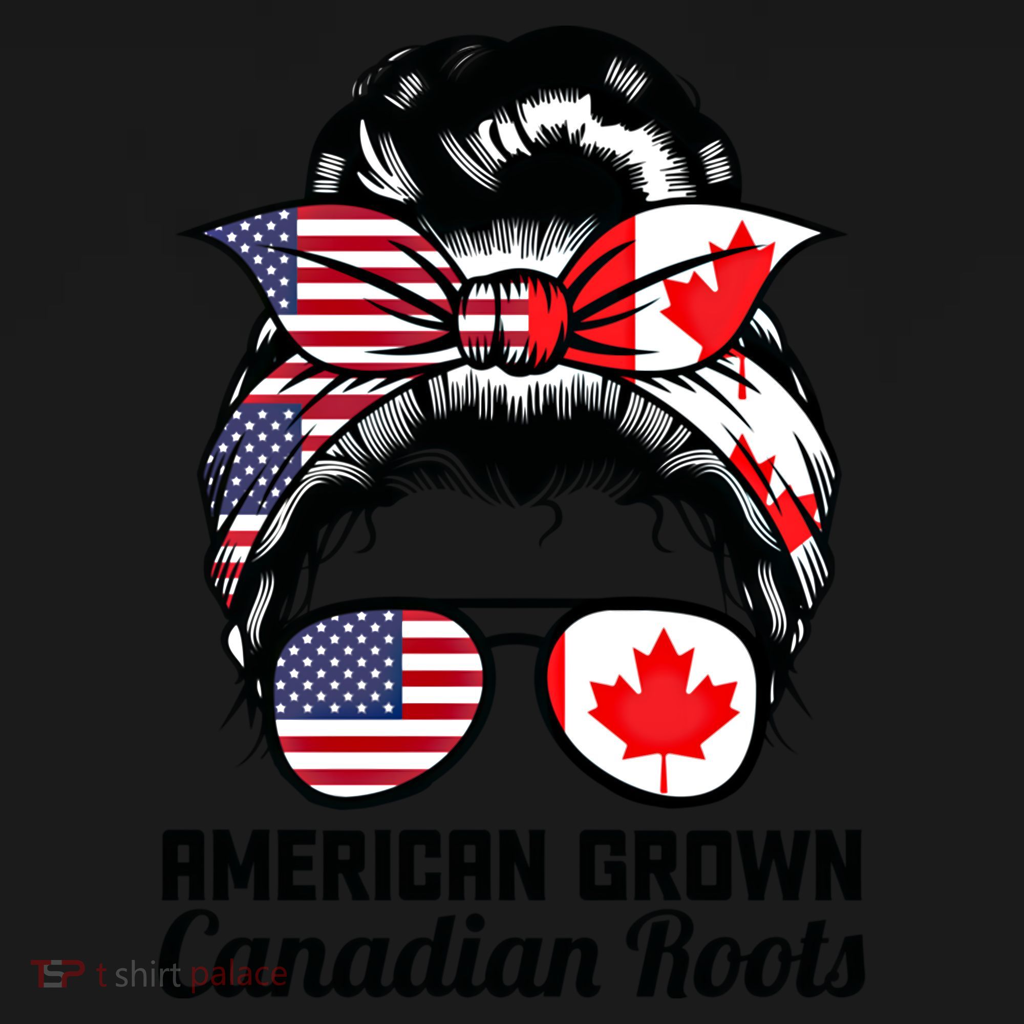 American Grown Canadian Roots Messy Bun Canada Cool Gift Doggie Tank