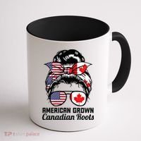 American Grown Canadian Roots Messy Bun Canada Cool Gift Coffee Mug thumb 1