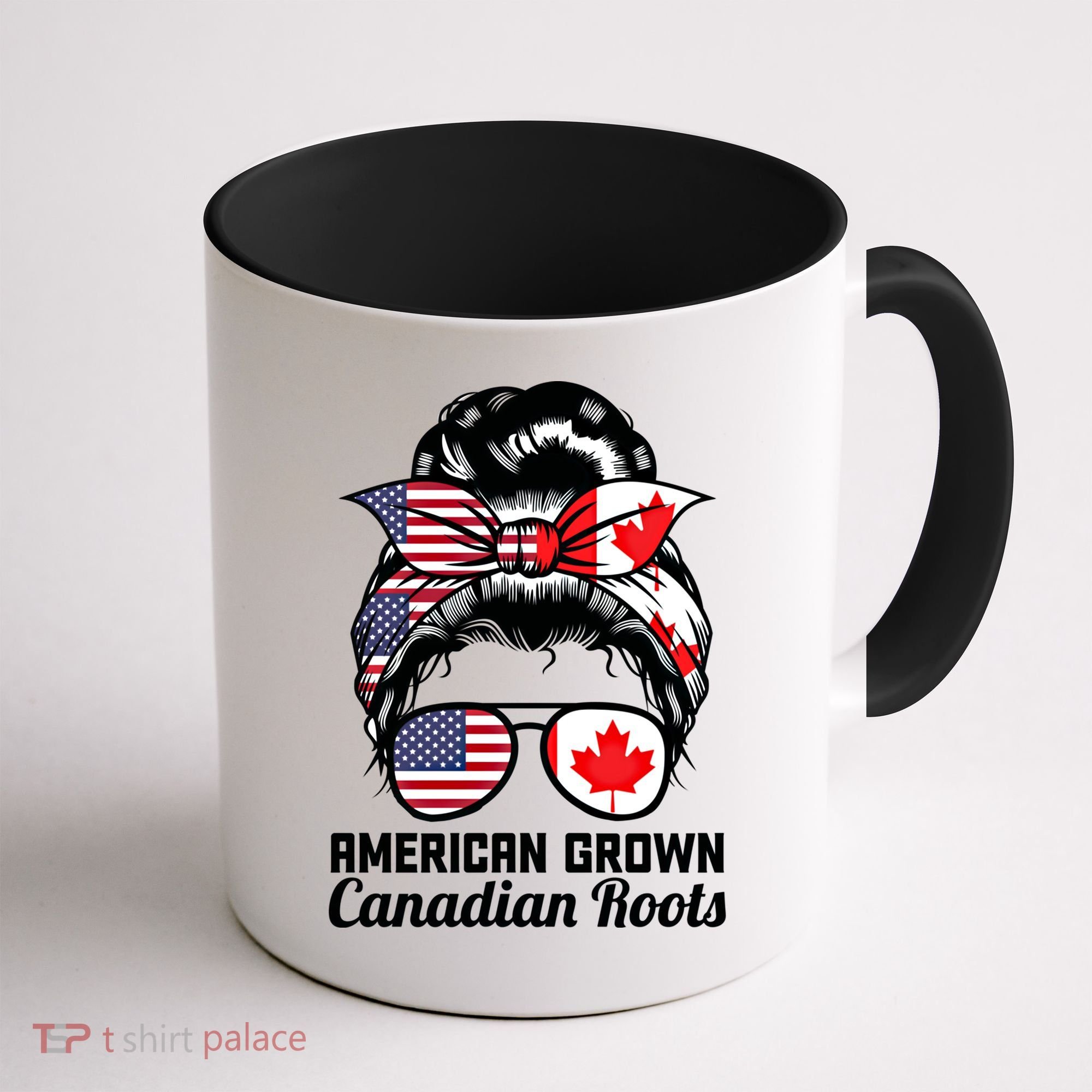 American Grown Canadian Roots Messy Bun Canada Cool Gift Coffee Mug