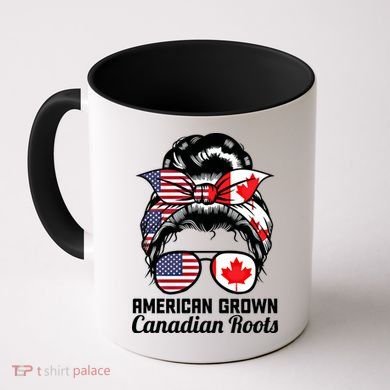 American Grown Canadian Roots Messy Bun Canada Cool Gift Coffee Mug