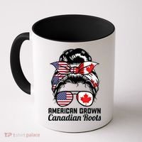 American Grown Canadian Roots Messy Bun Canada Cool Gift Coffee Mug thumb 0