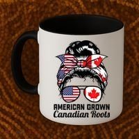 American Grown Canadian Roots Messy Bun Canada Cool Gift Coffee Mug thumb 2