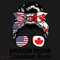 American Grown Canadian Roots Messy Bun Canada Cool Gift Women's Hoodie thumb 2