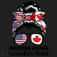 American Grown Canadian Roots Messy Bun Canada Cool Gift Golf Towel thumb 3