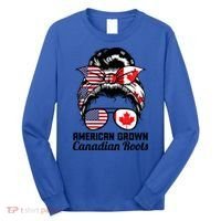 American Grown Canadian Roots Messy Bun Canada Cool Gift Long Sleeve Shirt thumb 0