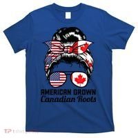 American Grown Canadian Roots Messy Bun Canada Cool Gift T-Shirt thumb 0