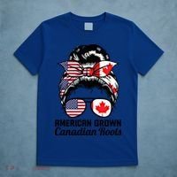 American Grown Canadian Roots Messy Bun Canada Cool Gift T-Shirt thumb 5