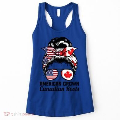 American Grown Canadian Roots Messy Bun Canada Cool Gift Women's Tank Top