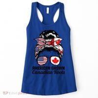 American Grown Canadian Roots Messy Bun Canada Cool Gift Women's Tank Top thumb 0