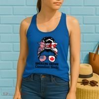 American Grown Canadian Roots Messy Bun Canada Cool Gift Women's Tank Top thumb 2