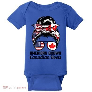 American Grown Canadian Roots Messy Bun Canada Cool Gift Baby Bodysuit