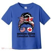 American Grown Canadian Roots Messy Bun Canada Cool Gift Toddler T-Shirt thumb 0