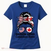 American Grown Canadian Roots Messy Bun Canada Cool Gift Women's T-Shirt thumb 0