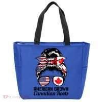 American Grown Canadian Roots Messy Bun Canada Cool Gift Tote Bag thumb 0