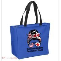 American Grown Canadian Roots Messy Bun Canada Cool Gift Tote Bag thumb 2