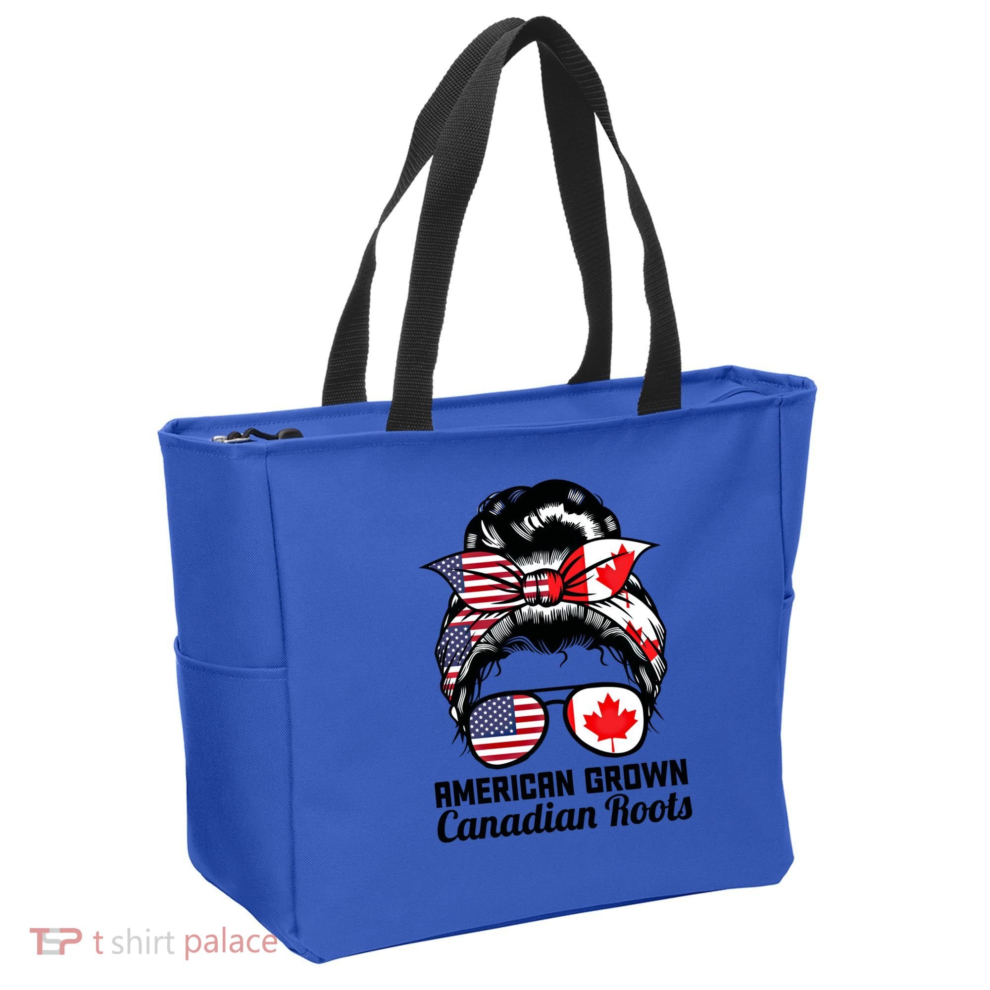American Grown Canadian Roots Messy Bun Canada Cool Gift Tote Bag