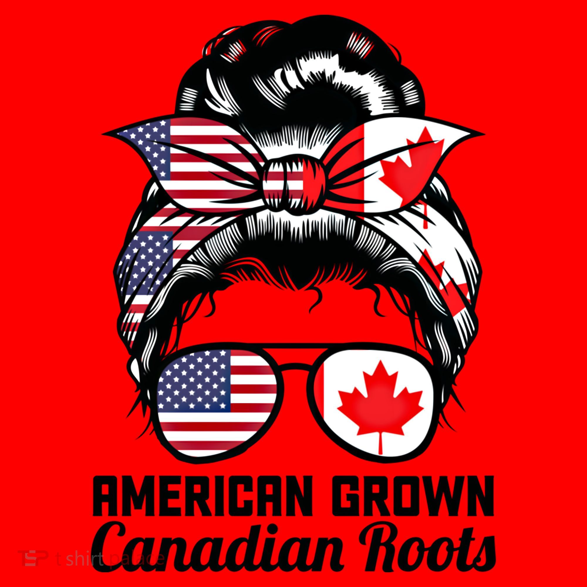 American Grown Canadian Roots Messy Bun Canada Cool Gift Santa Hat