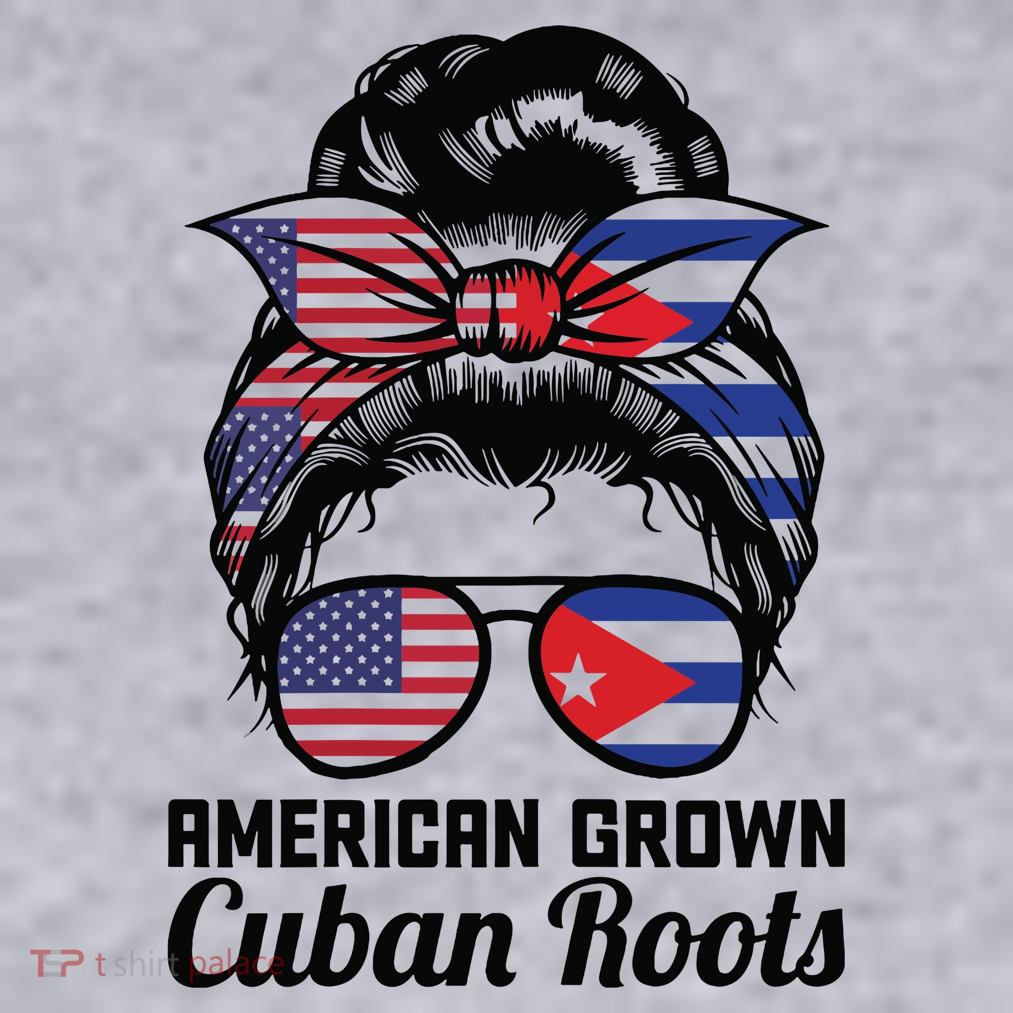 American Grown Cuban Roots Messy Bun Cuba Women's Sweatshirt