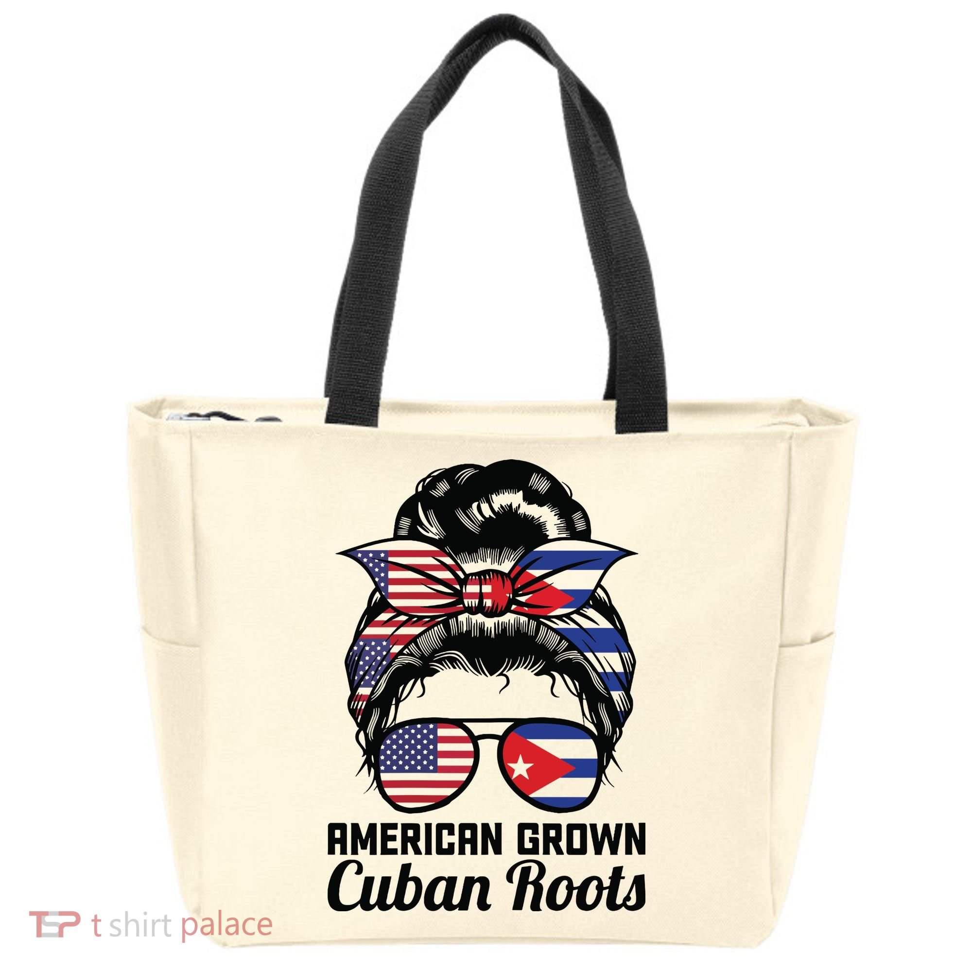 American Grown Cuban Roots Messy Bun Cuba Tote Bag