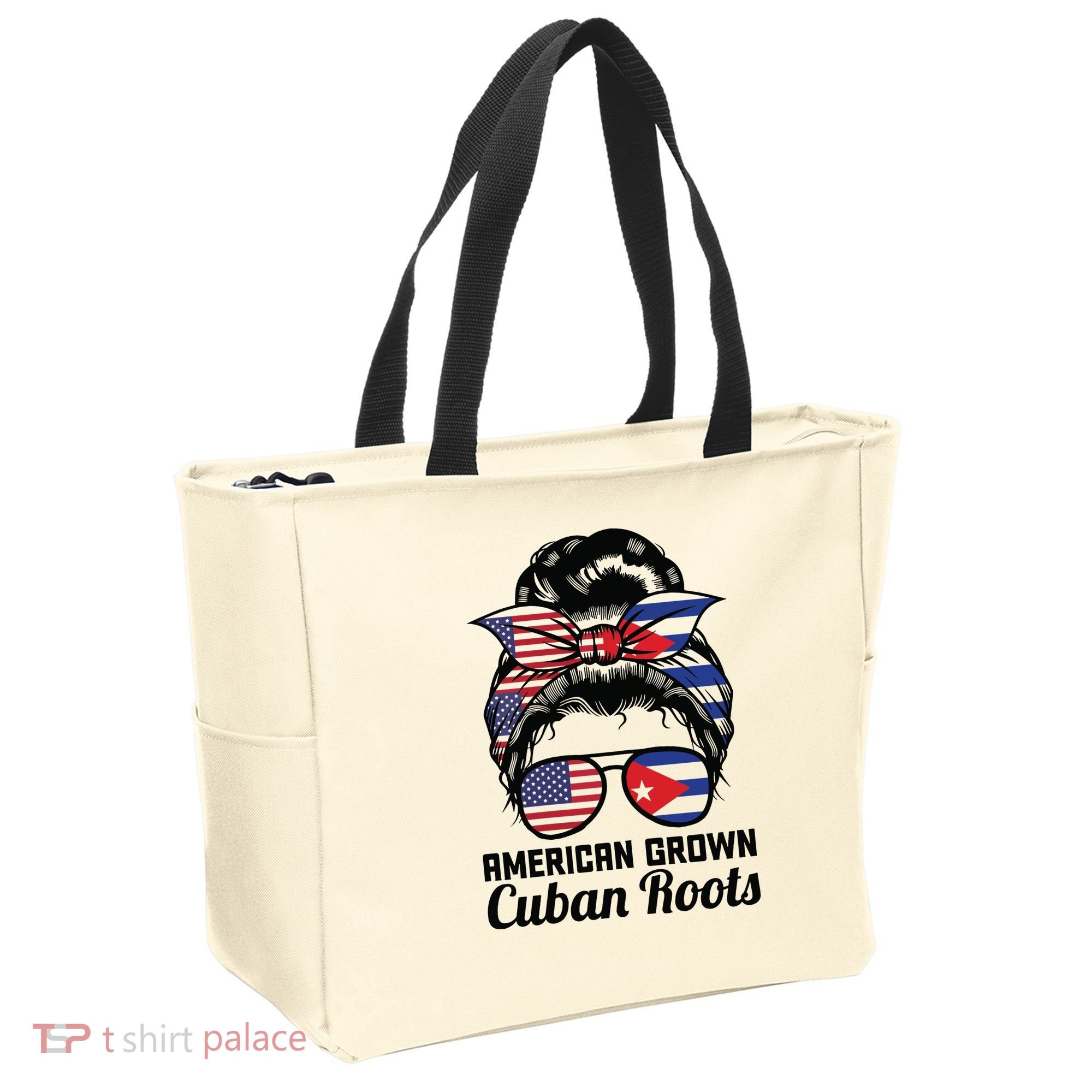 American Grown Cuban Roots Messy Bun Cuba Tote Bag