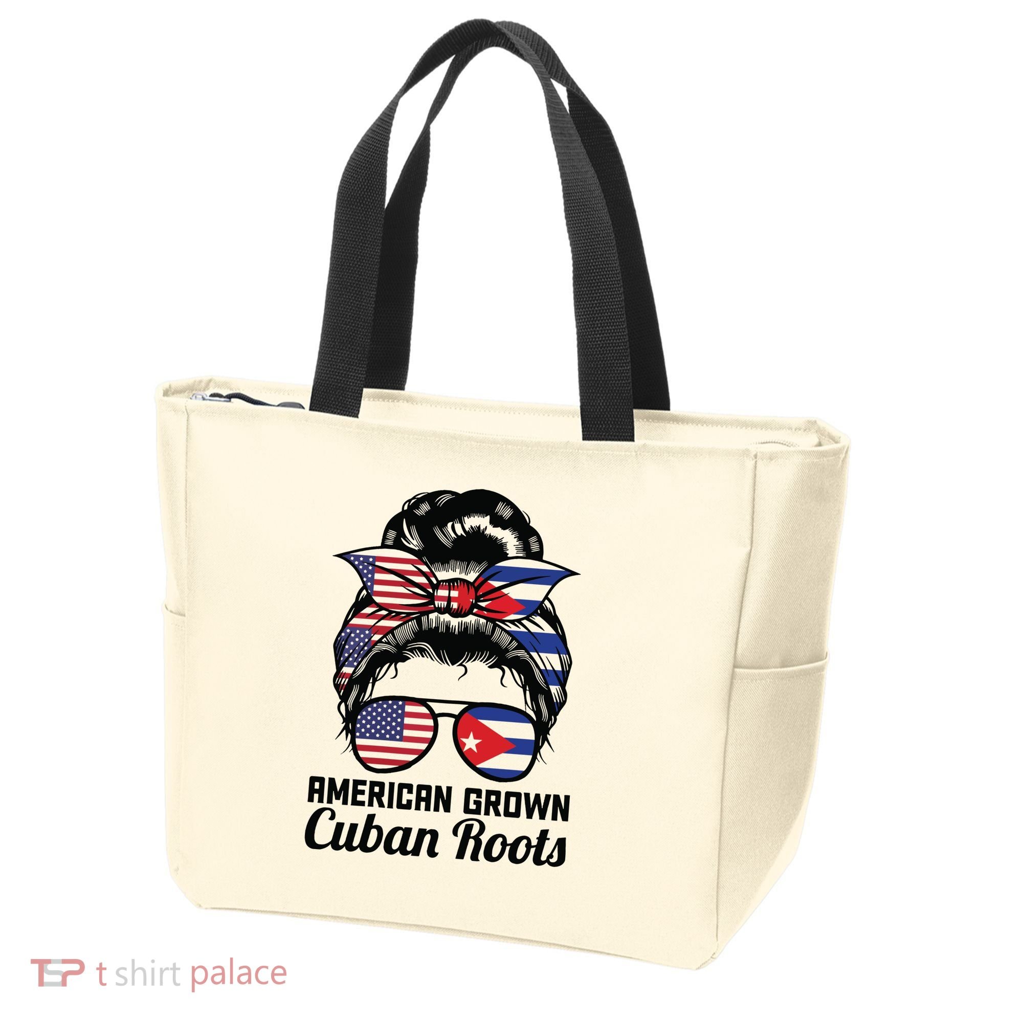 American Grown Cuban Roots Messy Bun Cuba Tote Bag