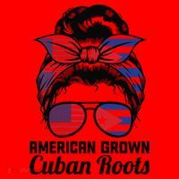 American Grown Cuban Roots Messy Bun Cuba Santa Hat thumb 1
