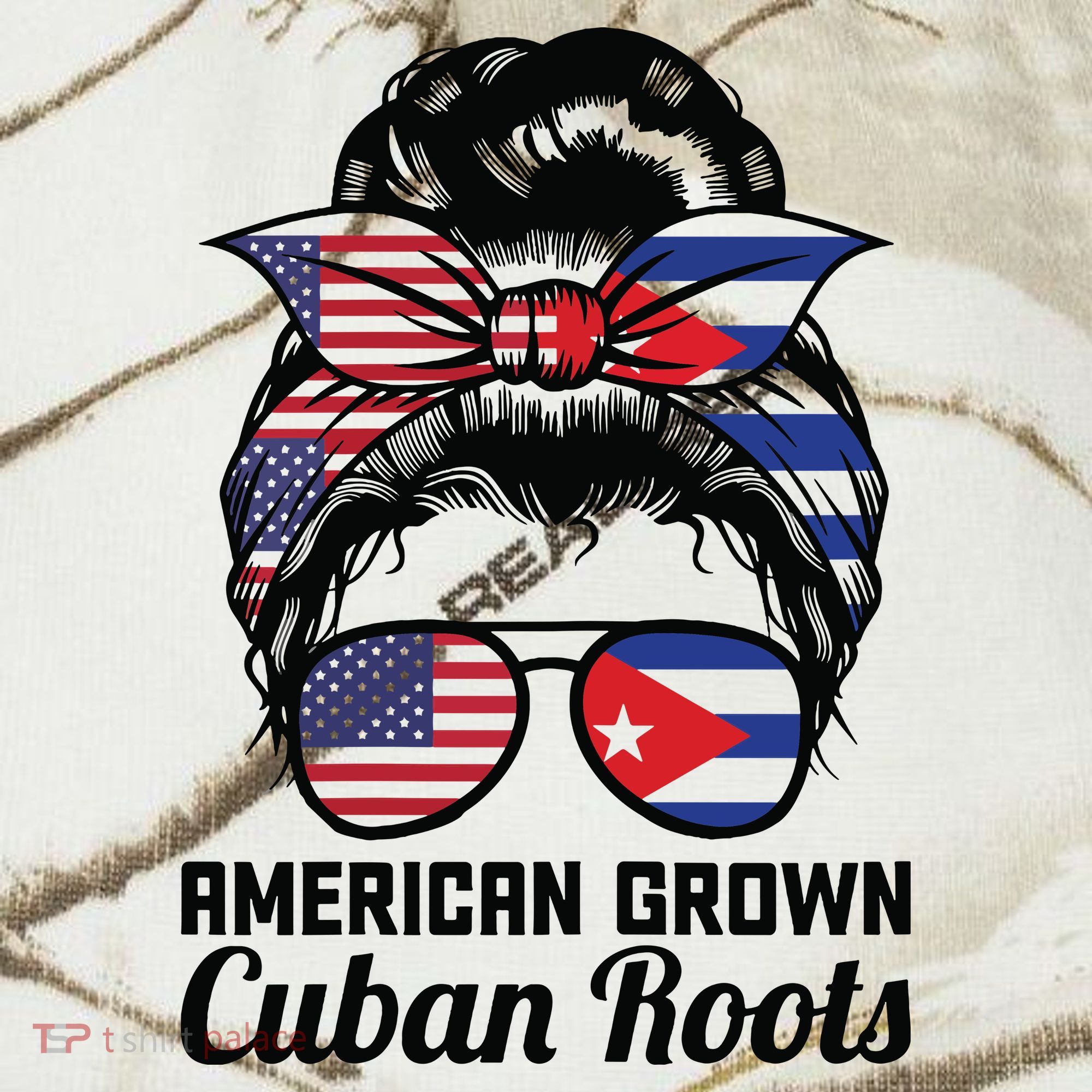 American Grown Cuban Roots Messy Bun Cuba Kati Licensed 12" Camo Cuffed Beanie