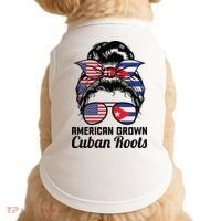 American Grown Cuban Roots Messy Bun Cuba Doggie Tank thumb 0