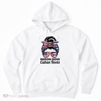 American Grown Cuban Roots Messy Bun Cuba Hoodie thumb 0