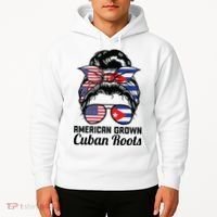American Grown Cuban Roots Messy Bun Cuba Hoodie thumb 2