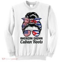 American Grown Cuban Roots Messy Bun Cuba Sweatshirt thumb 0