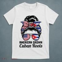 American Grown Cuban Roots Messy Bun Cuba T-Shirt thumb 5