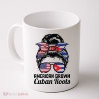 American Grown Cuban Roots Messy Bun Cuba Coffee Mug thumb 0