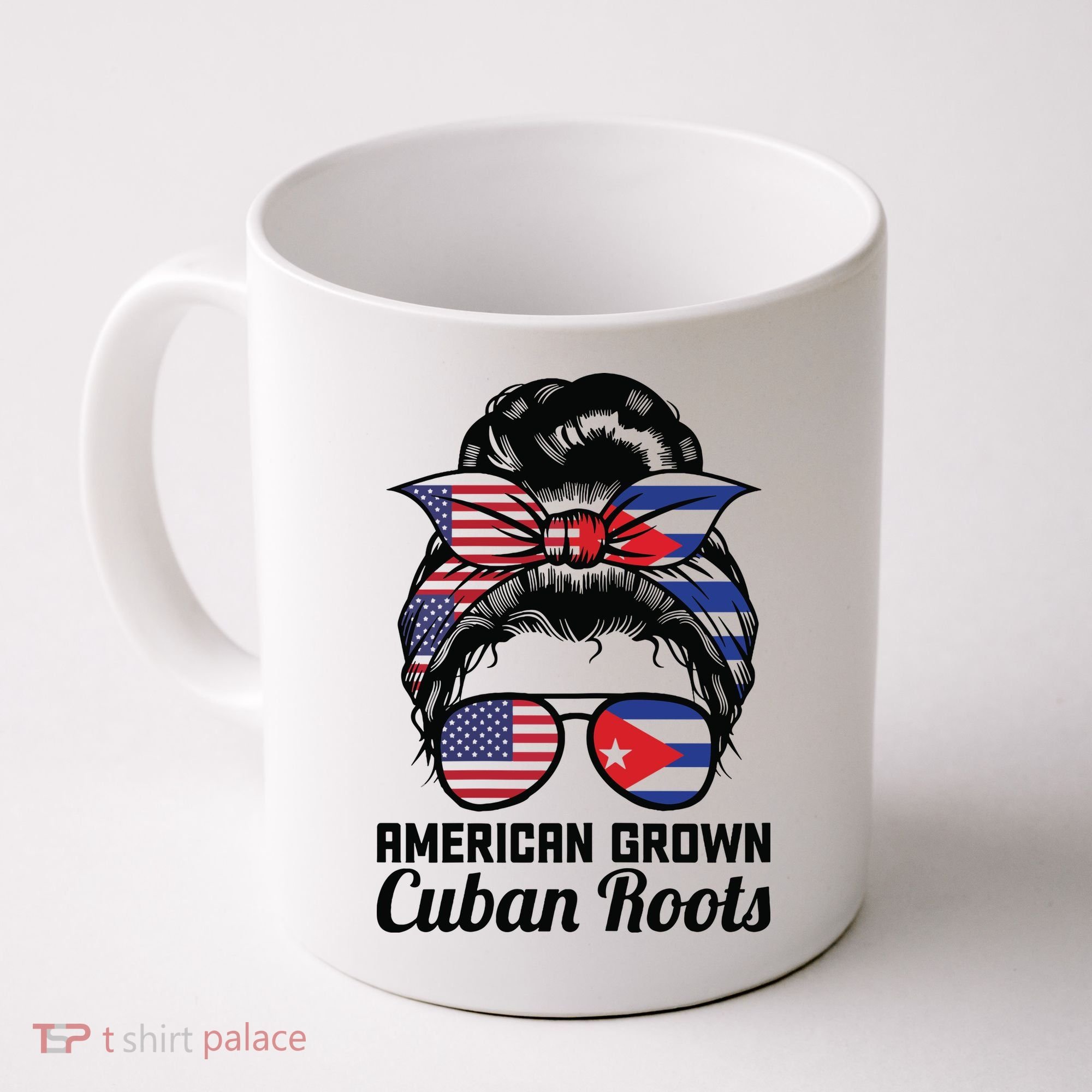 American Grown Cuban Roots Messy Bun Cuba Coffee Mug