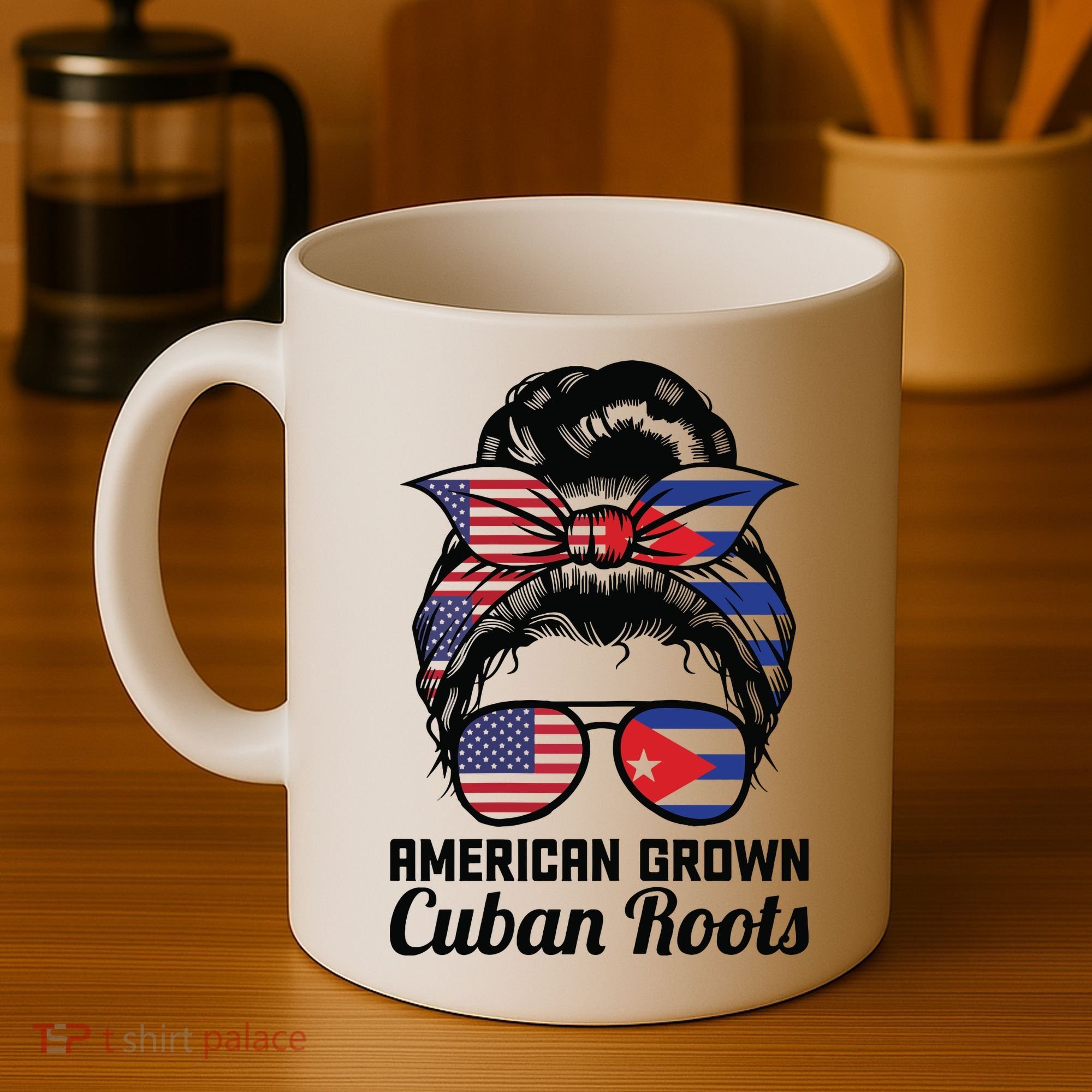 American Grown Cuban Roots Messy Bun Cuba Coffee Mug
