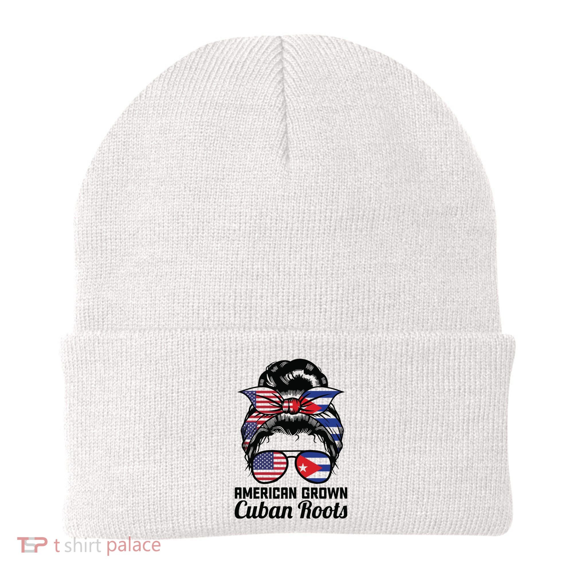 American Grown Cuban Roots Messy Bun Cuba Beanie
